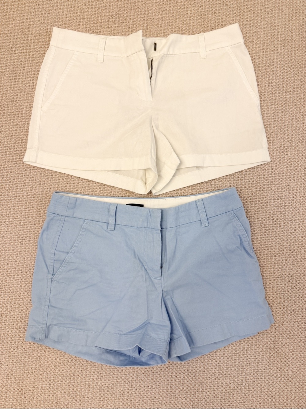 J. Crew Factory Women's Cotton Shorts — White & Light Blue